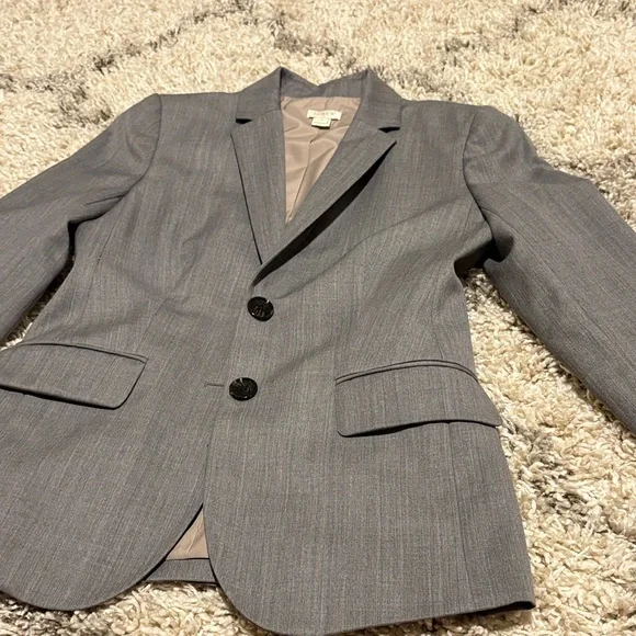 J. Crew Textured Gray Suit Set Blazer and NWT Trousers Size 0 Petite - Picture 4 of 11
